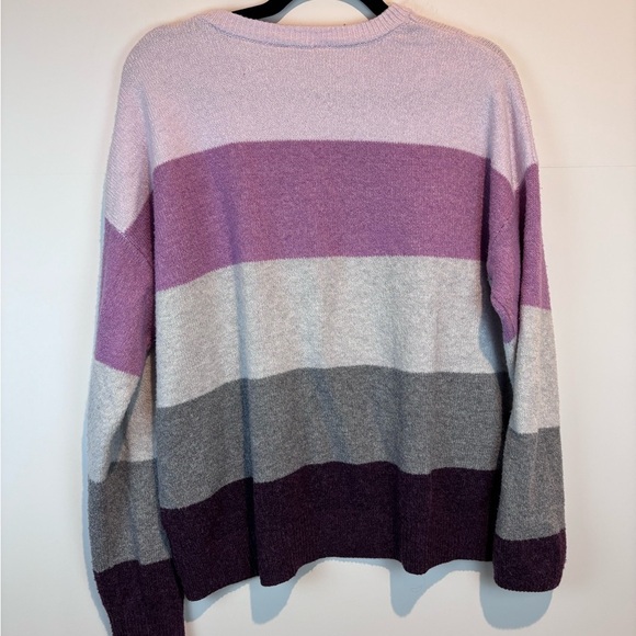 Time and Tru XXL Women’s Sweater – Purple Gray Colorblock Stripe Pullover - Picture 4 of 12